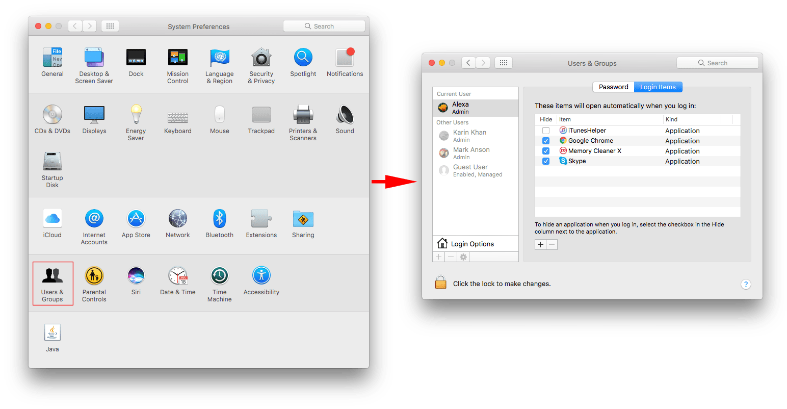 How to change what apps open on startup mac os